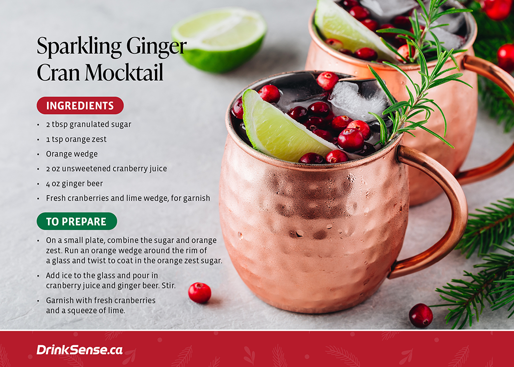 Sparkling Ginger Cran Mocktail Recipe