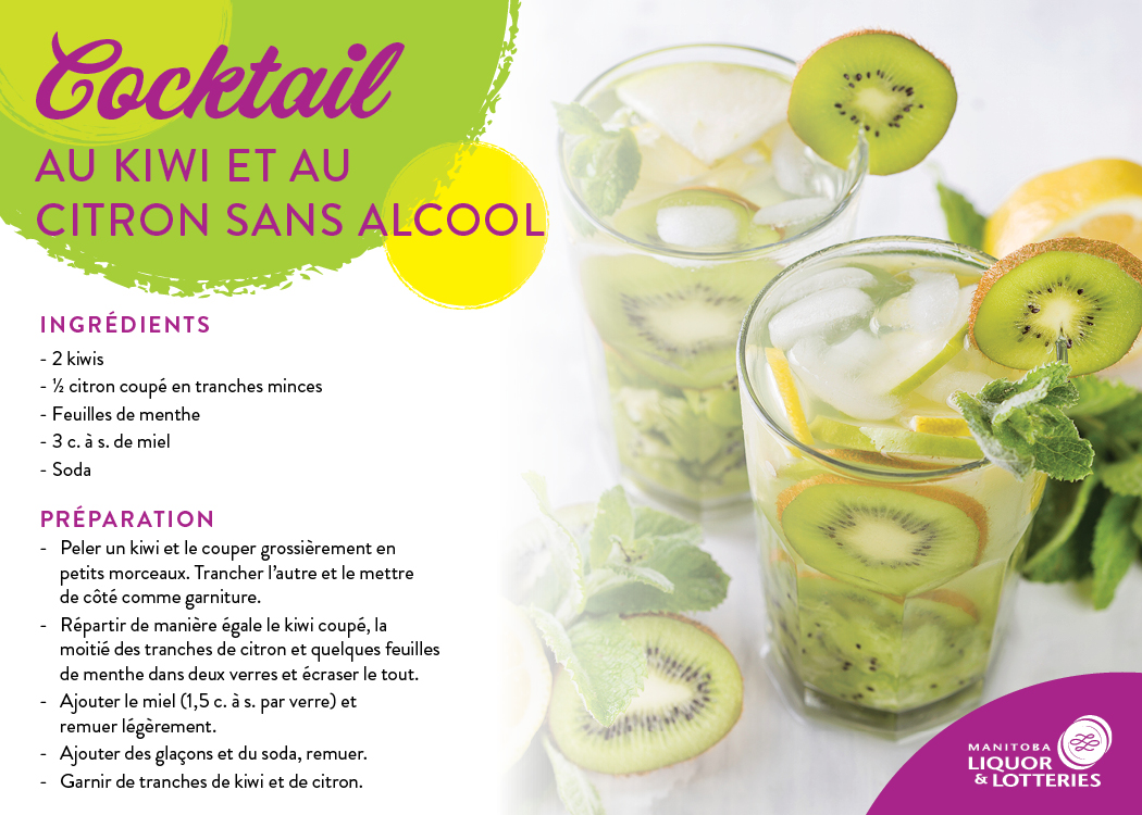 Cocktail au kiwi et au citron sans alcool