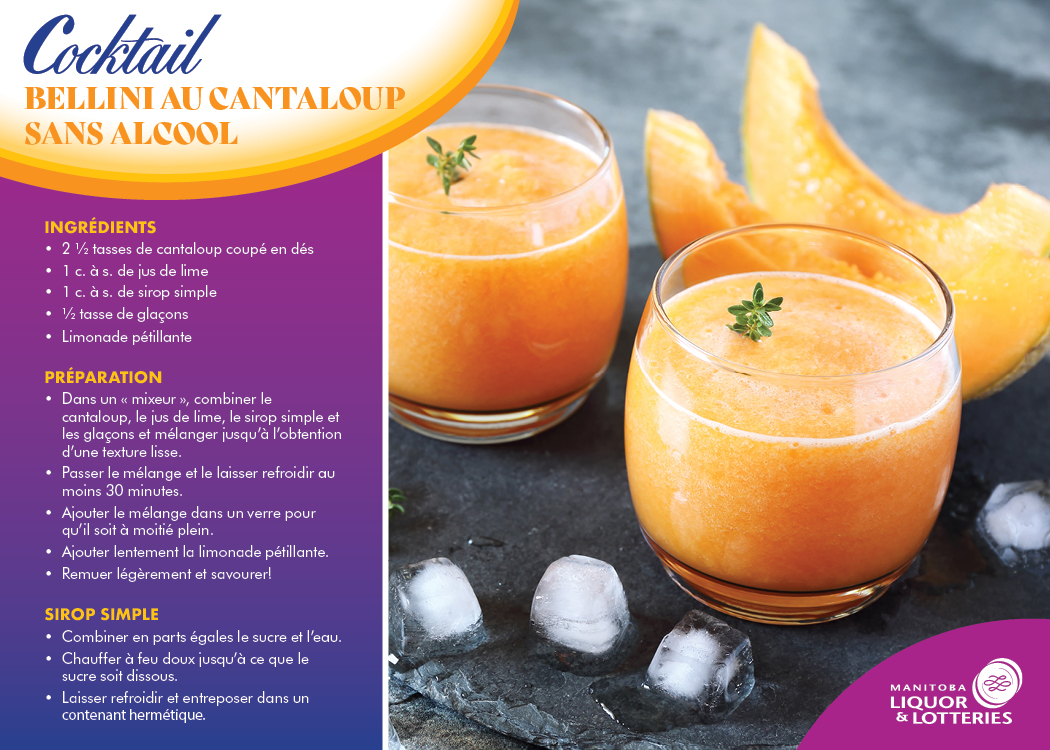 Cocktail Bellini au cantaloup sans alcool