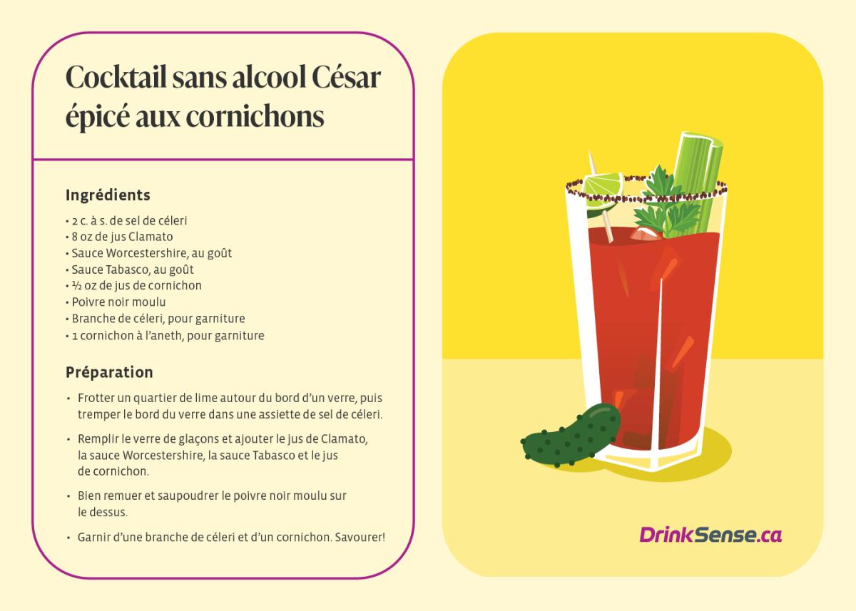 Cocktail sans alcool César épicé aux cornichons 