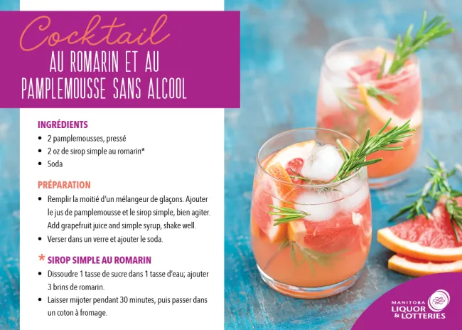 Cocktail au romarin et au pamplemousse sans alcool 